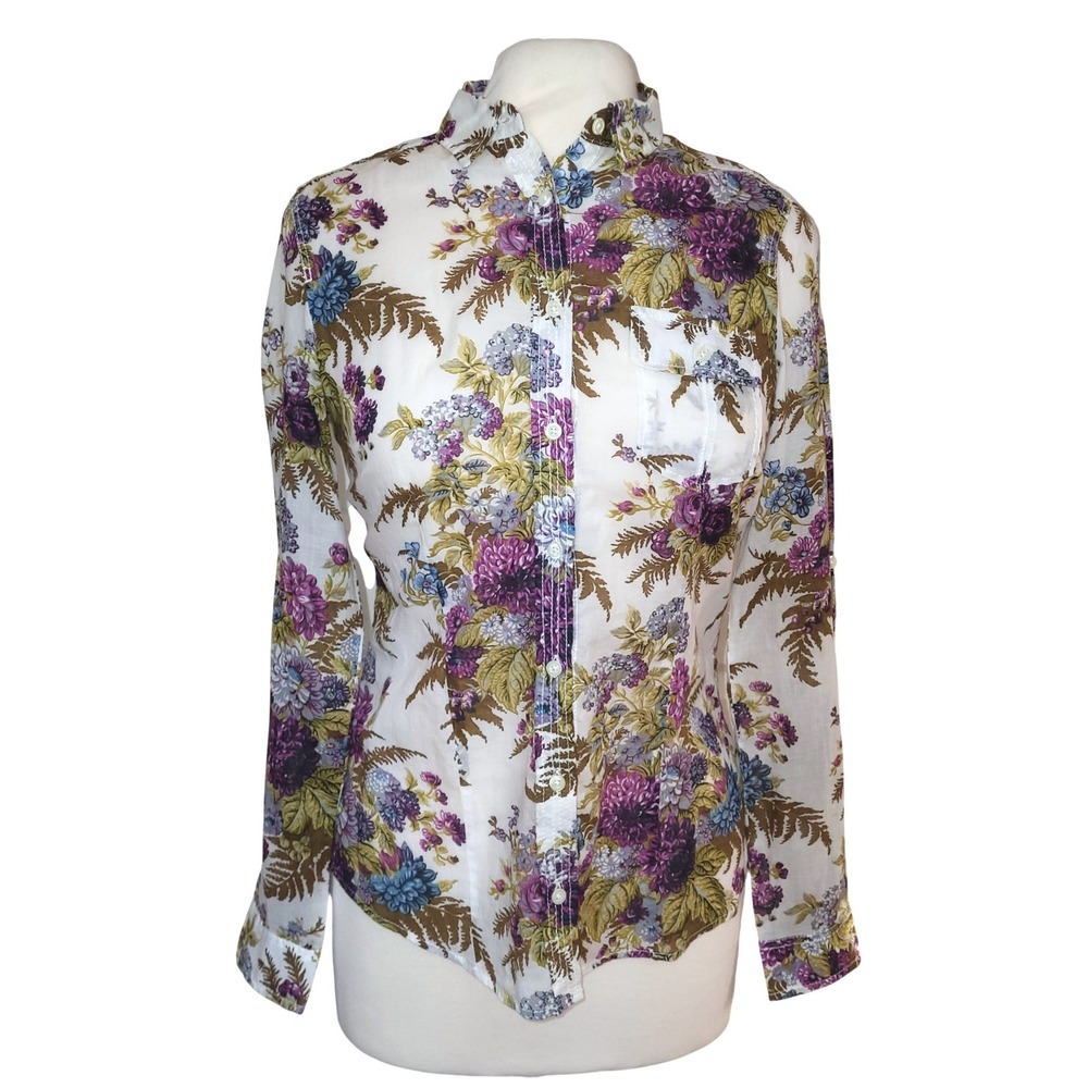 Massimo Dutti Multicolor Floral Fitted Boho Artist Luxury Premium Blouse 38 / 6